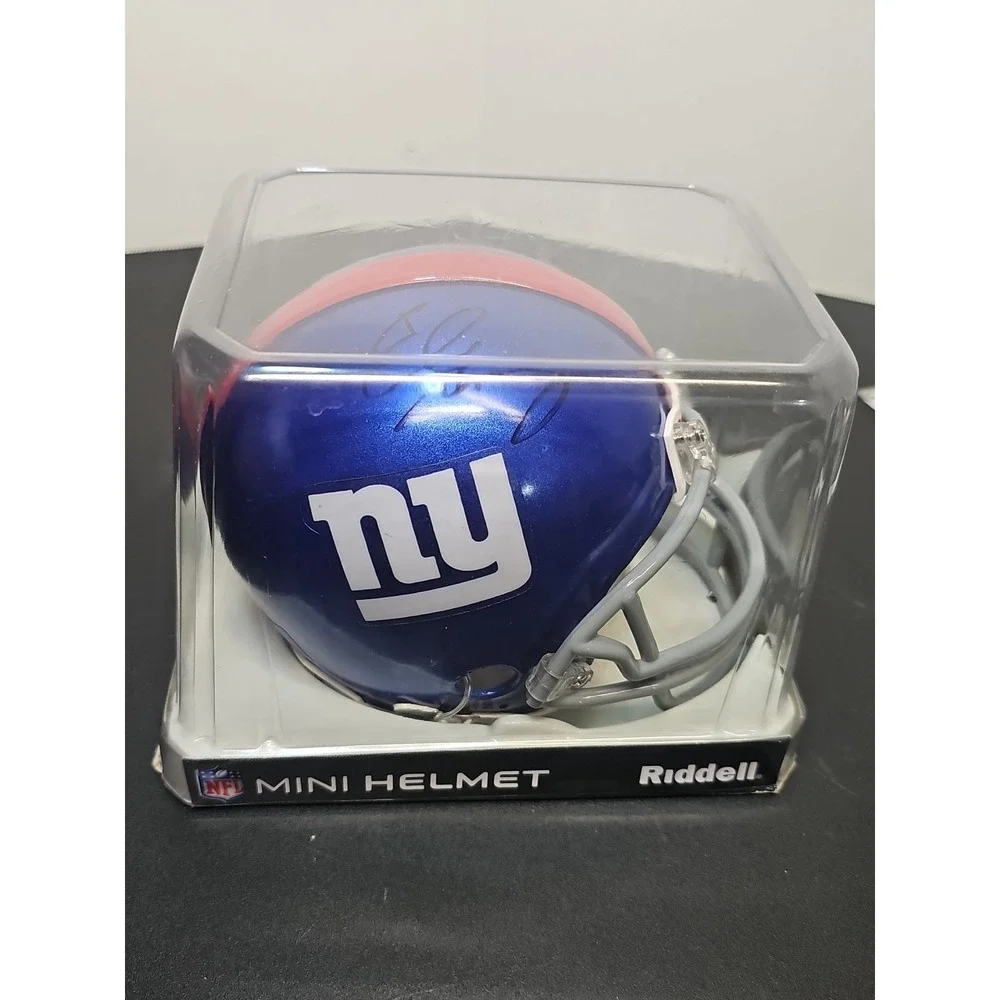 Eli Manning + 1 New York Giants Autographed Riddell Mini Helmet 2013 Seaaon